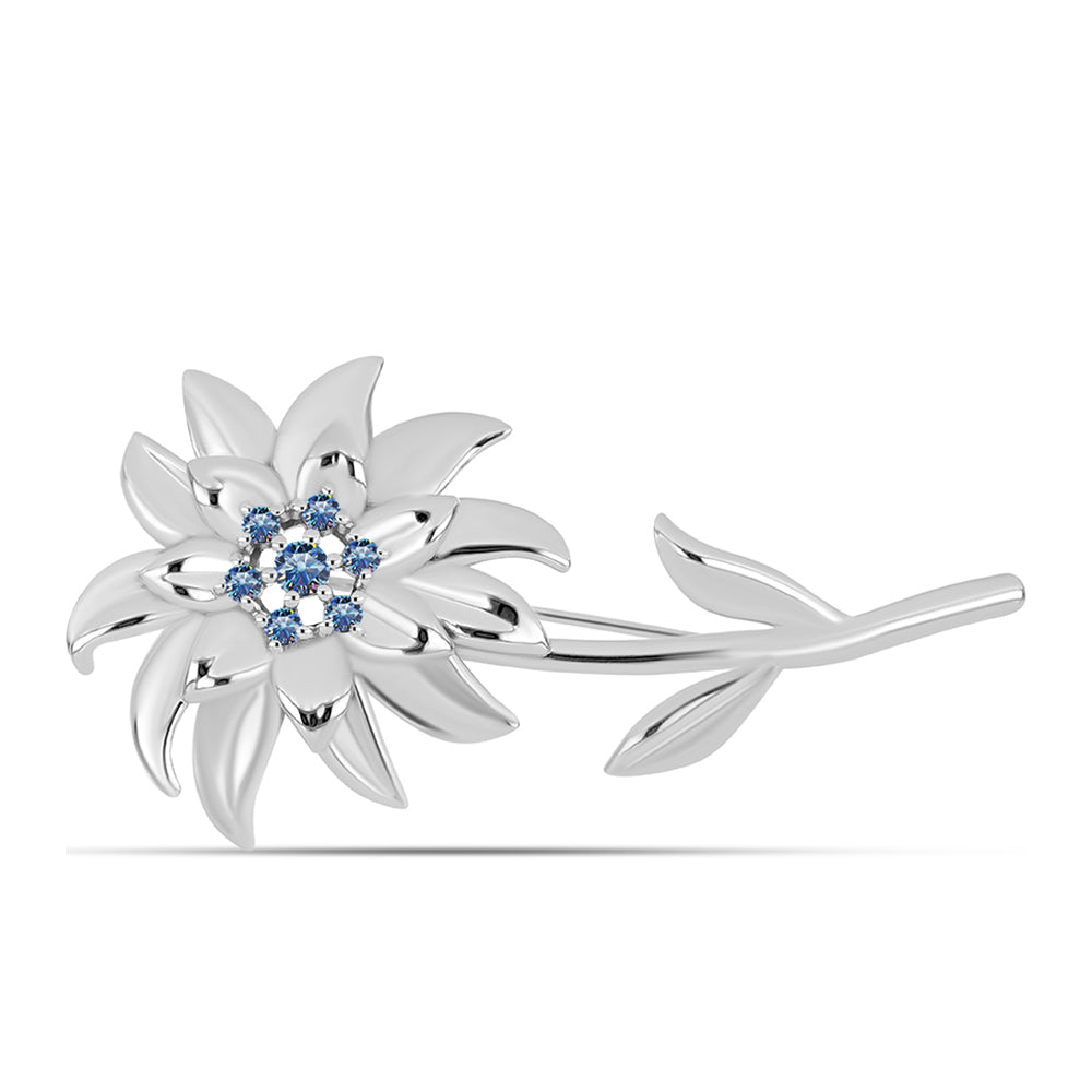 Ezüst Bross Óceánkék Moissanite-tal 1 