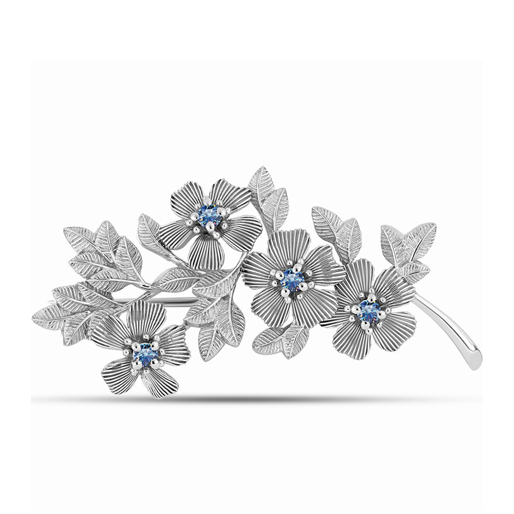 Ezüst Bross Óceánkék Moissanite-tal