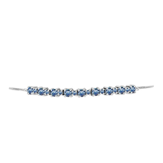 Ezüst Karkötő Óceánkék Moissanite-tal