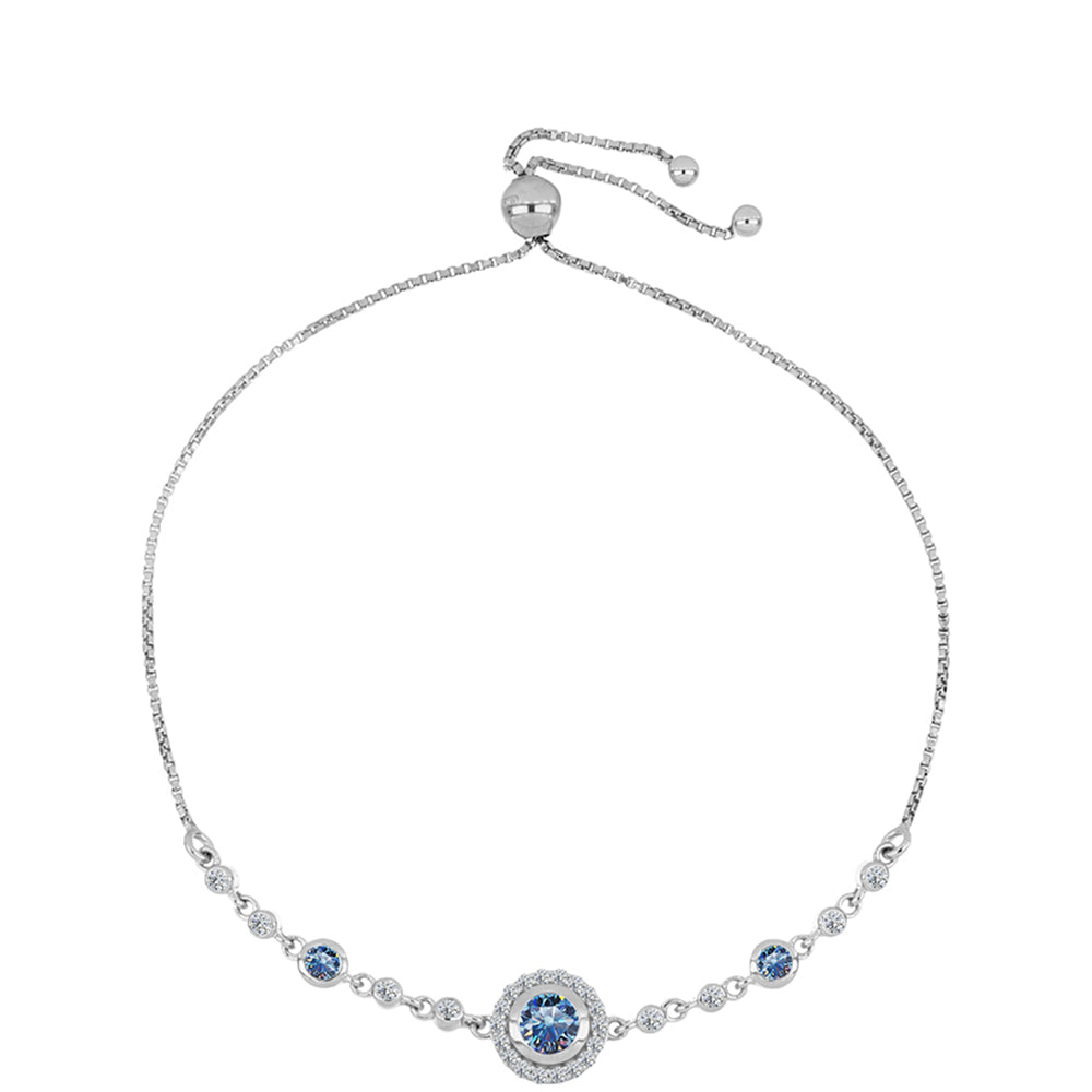 Ezüst Karkötő Óceánkék Moissanite-tal és Fehér Topázzal 1 