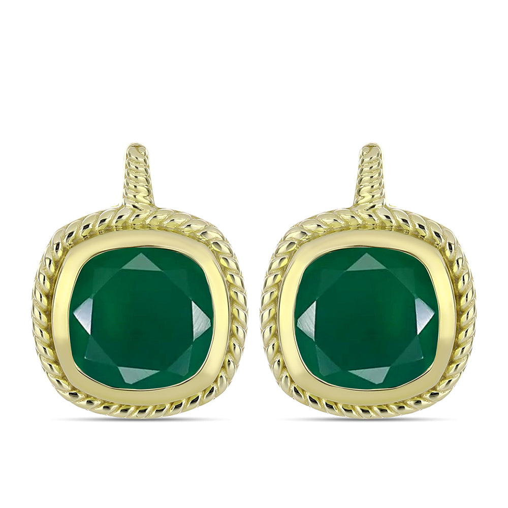 Arannyal Bevont Ezüst Fülbevaló Zöld Acháttal 1 
