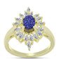 Arannyal Bevont Ezüst Gyűrű Lila Drusy-val és Fehér Cirkónnal