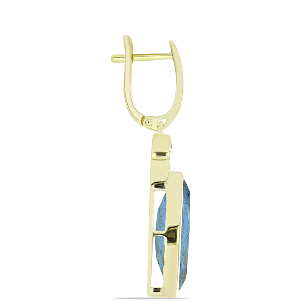 Arannyal Bevont Ezüst Fülbevaló Labradorittal 4 