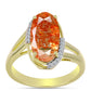 Arannyal Bevont Ezüst Gyűrű Oregoni Napkővel és Fehér Topázzal
