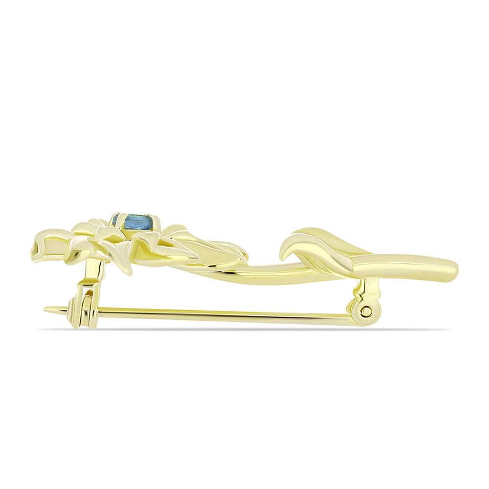Arannyal Bevont Ezüst Bross Labradorittal 2 