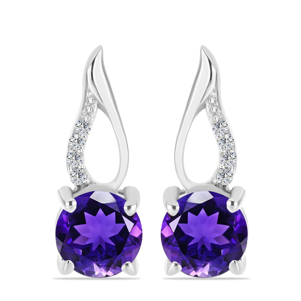 Ezüst Fülbevaló Marokkói Ametiszttel és Fehér Topázzal