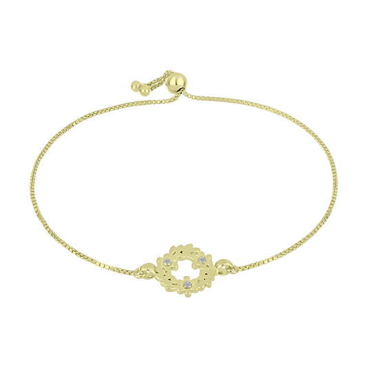 Arannyal Bevont Ezüst Karkötő Fehér Gyémánttal