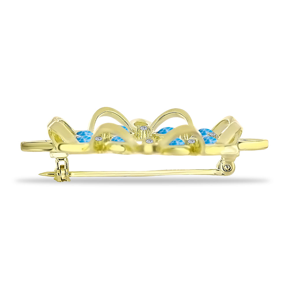 Arannyal Bevont Ezüst Bross Larimarral és Svájci Kék Topázzal 2 