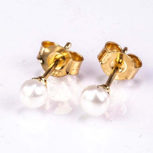 Arannyal Bevont Ezüst Fülbevaló Fehér Édesvízi Kagylógyönggyel