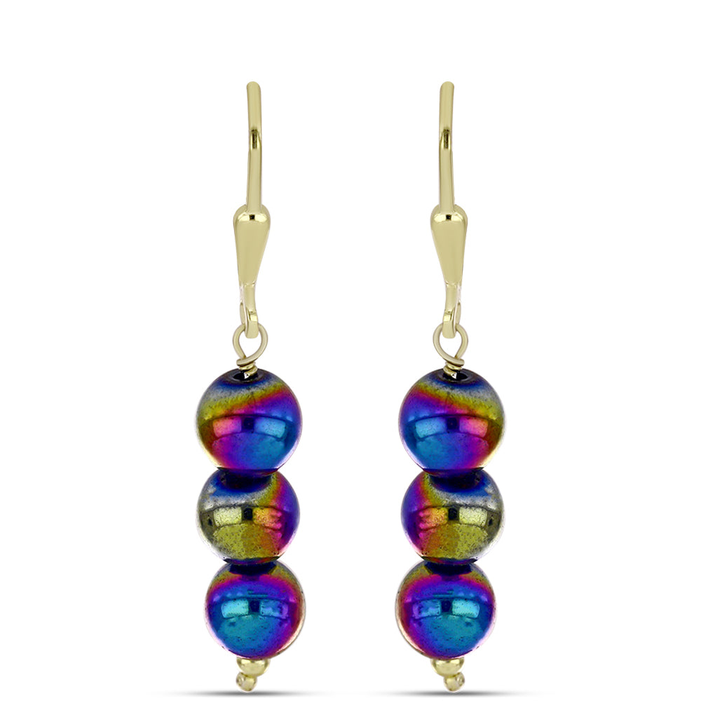 Arannyal Bevont Ezüst Fülbevaló Misztik zöld hematit kvarc-cal 1 