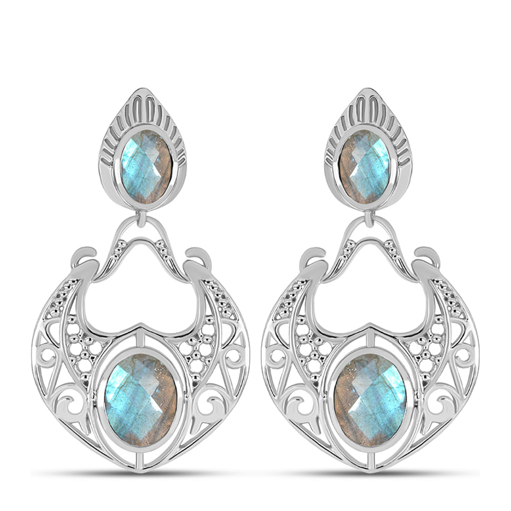Ezüst Fülbevaló Labradorittal