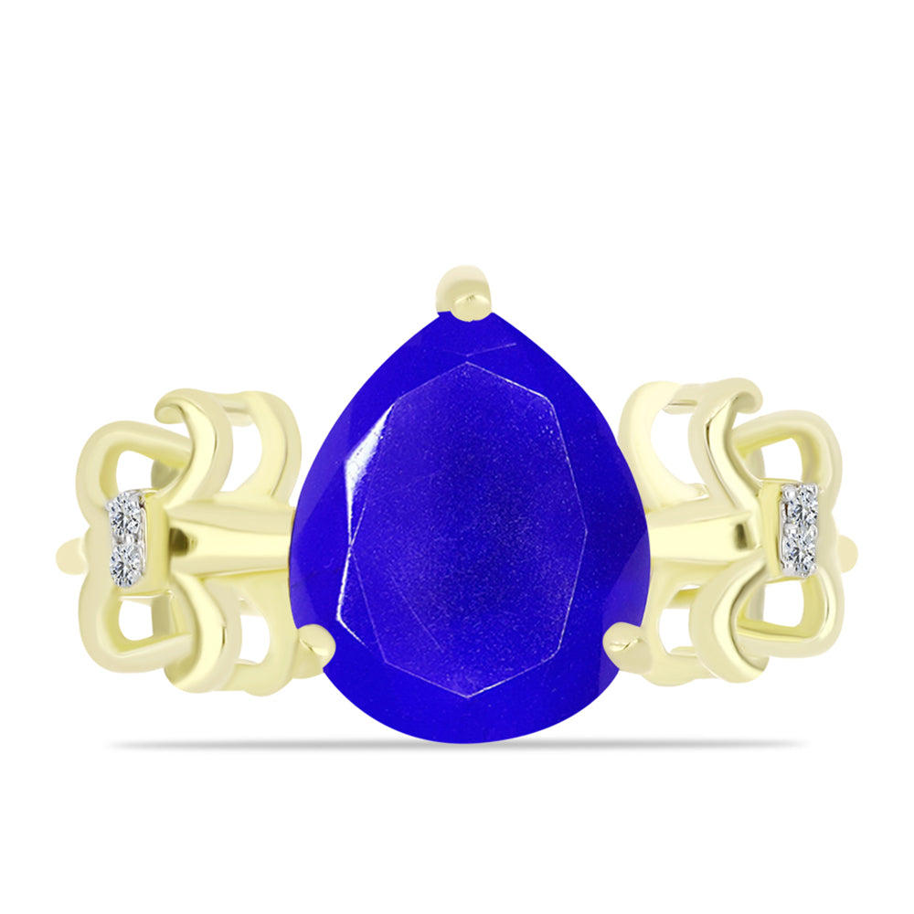 Arannyal Bevont Ezüst Gyűrű Kék Acháttal és Fehér Topázzal 1 