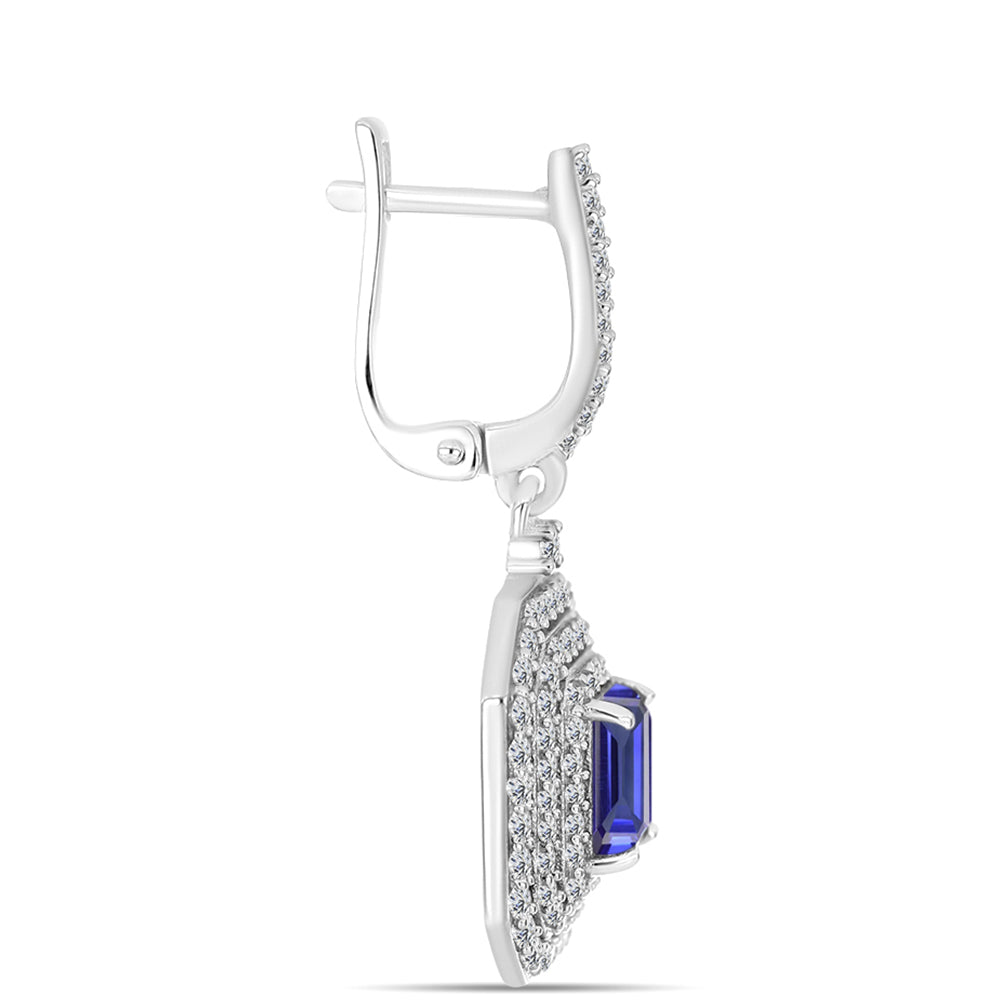 Ezüst Fülbevaló Tanzanittal és Fehér Topázzal 2 