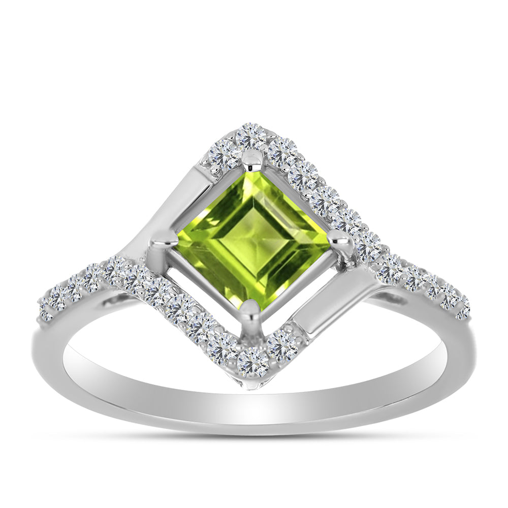 Ezüst Gyűrű Changbai Peridottal és Fehér Topázzal 3 
