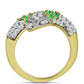 Arannyal Bevont Ezüst Gyűrű Lega Dembi Zöld Etiópiai Opállal és Fehér Topázzal