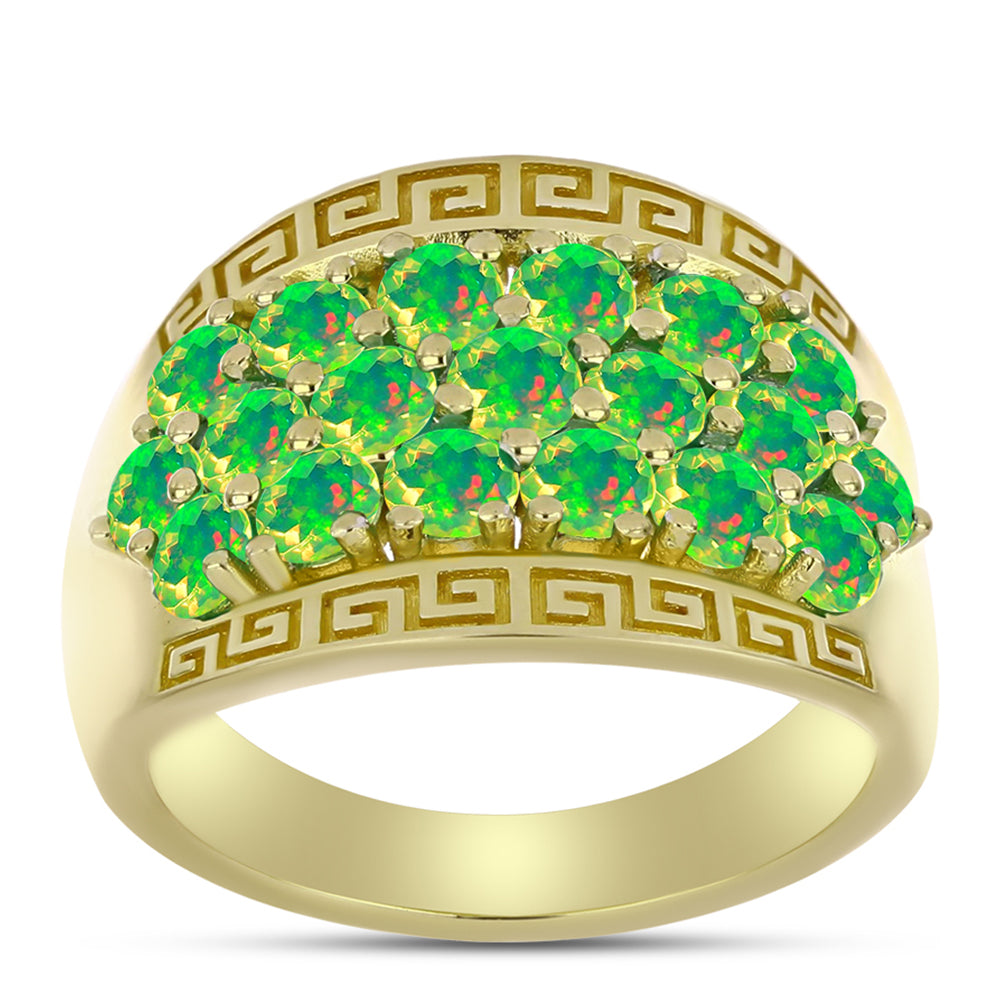 Arannyal Bevont Ezüst Gyűrű Lega Dembi Zöld Etiópiai Opállal 3 