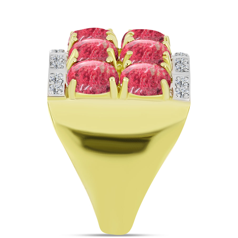 Arannyal Bevont Ezüst Gyűrű Thulittal és Fehér Topázzal 4 