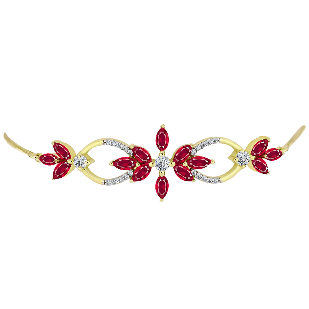 Arannyal Bevont Ezüst Karkötő Madagaszkári Rubinnal és Fehér Topázzal 2 