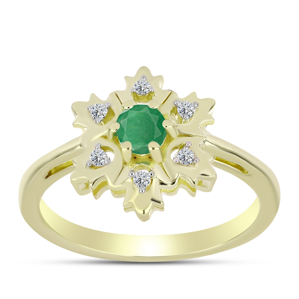 Arannyal Bevont Ezüst Gyűrű Brazil Smaragddal és Fehér Topázzal 3 