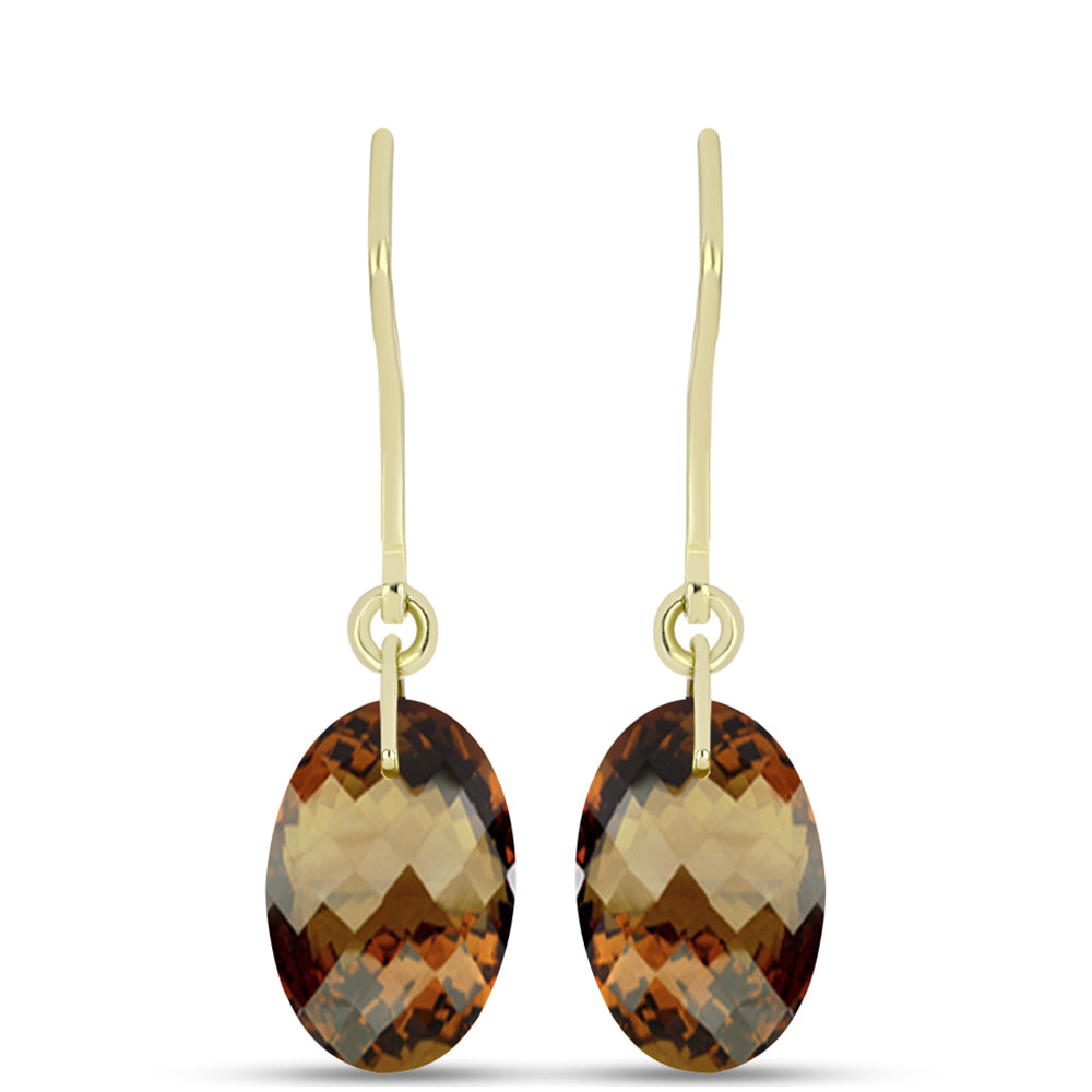 Arannyal Bevont Ezüst Fülbevaló Kognak Kvarccal