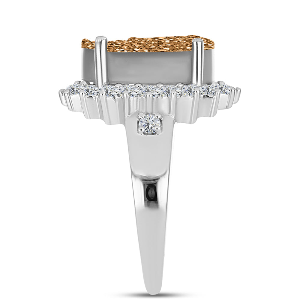 Ezüst Gyűrű Arany Drusy-val és Fehér Topázzal 4 
