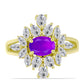 Arannyal Bevont Ezüst Gyűrű Bíbor Acháttal és Fehér Topázzal