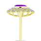 Arannyal Bevont Ezüst Gyűrű Bíbor Acháttal és Fehér Topázzal