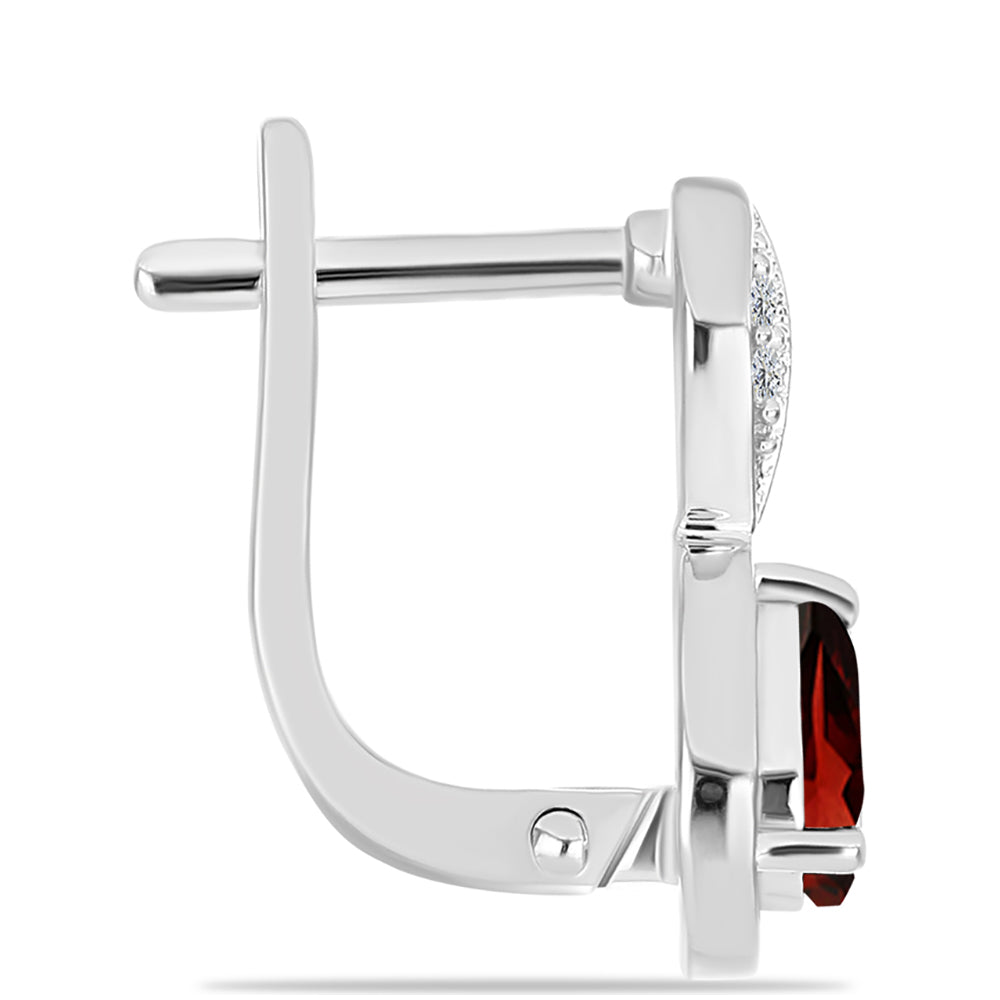Ezüst Fülbevaló Barton Gránáttal és Fehér Topázzal