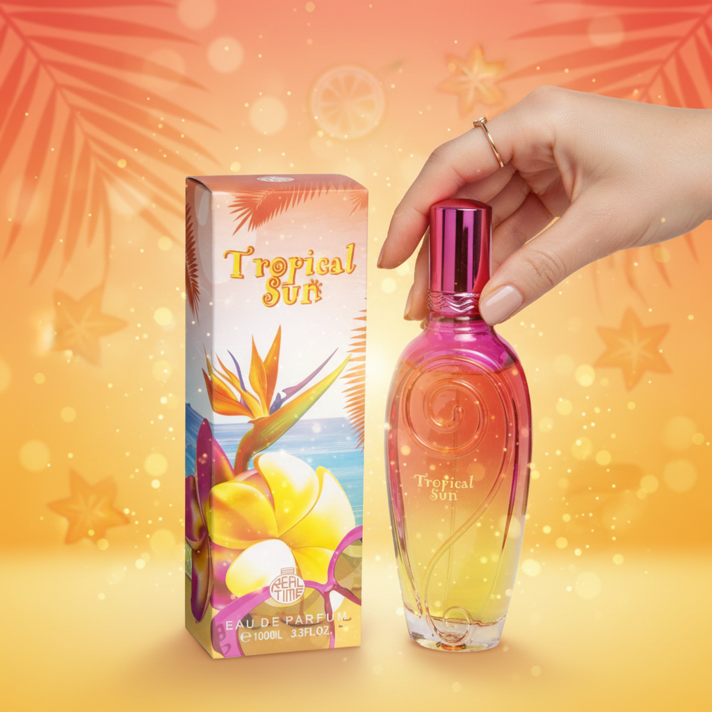 100 ml Eau de Perfume "TROPICAL SUN"  Gyümölcsös Pézsma Illat Nőknek, 3% illatolaj tartalommal