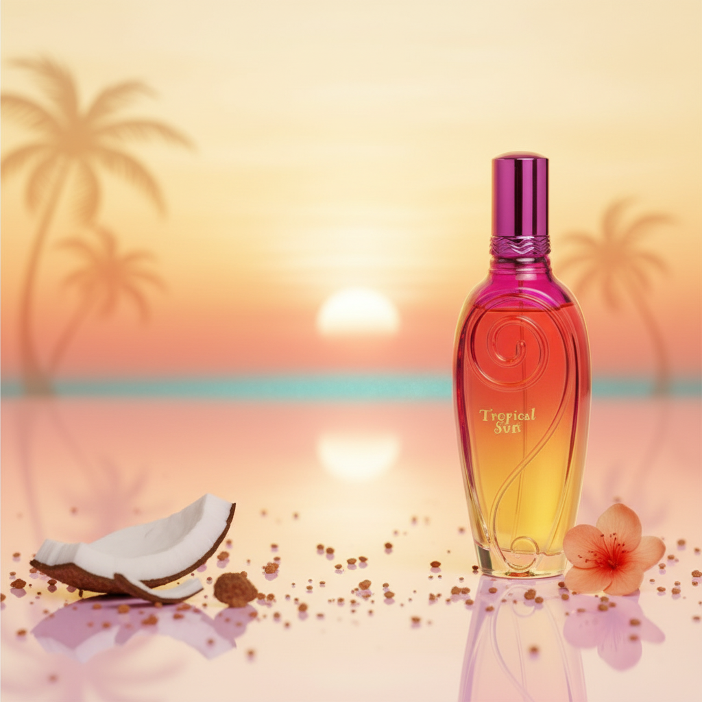 100 ml Eau de Perfume "TROPICAL SUN"  Gyümölcsös Pézsma Illat Nőknek, 3% illatolaj tartalommal