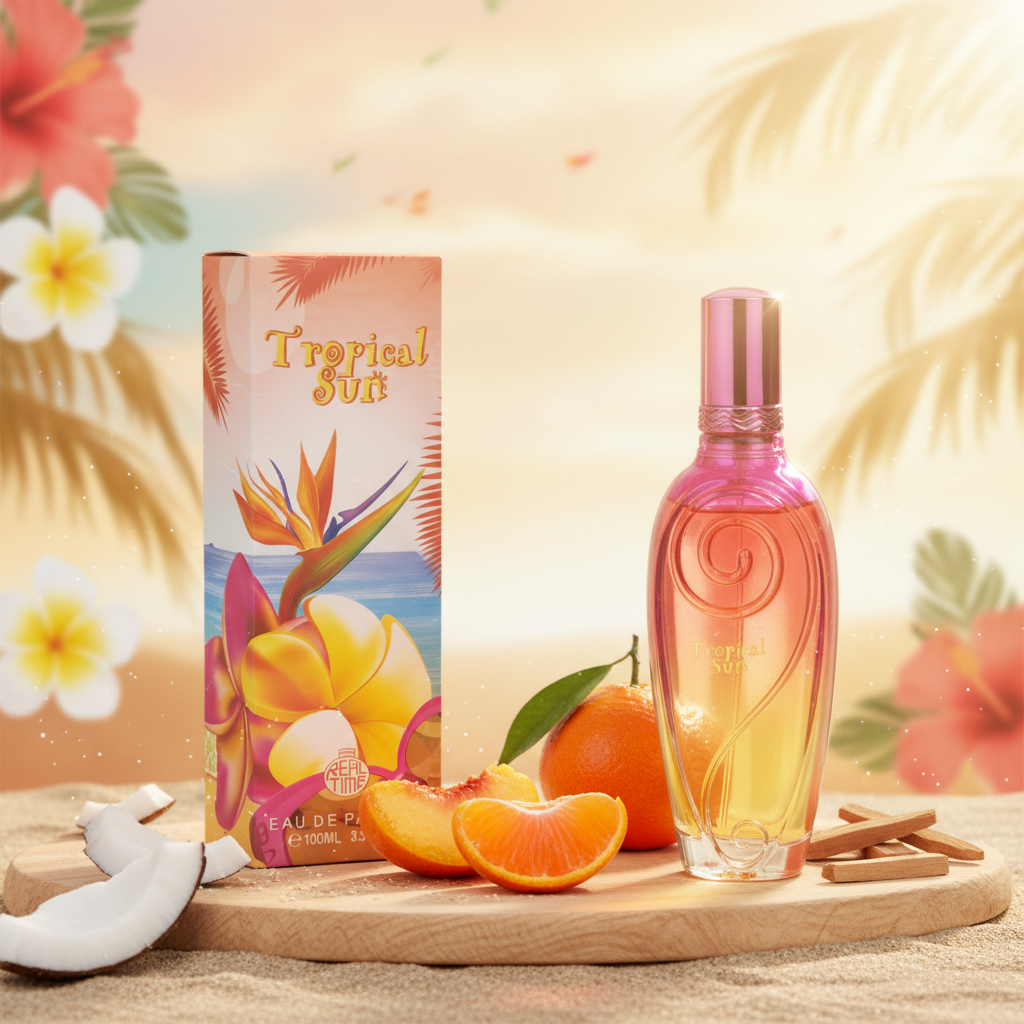 100 ml Eau de Perfume "TROPICAL SUN"  Gyümölcsös Pézsma Illat Nőknek, 3% illatolaj tartalommal
