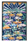 100% Valódi Selyem sál-kendő, 90 cm x 180 cm, Trópusi Farsangi Utcai Parti Mintával