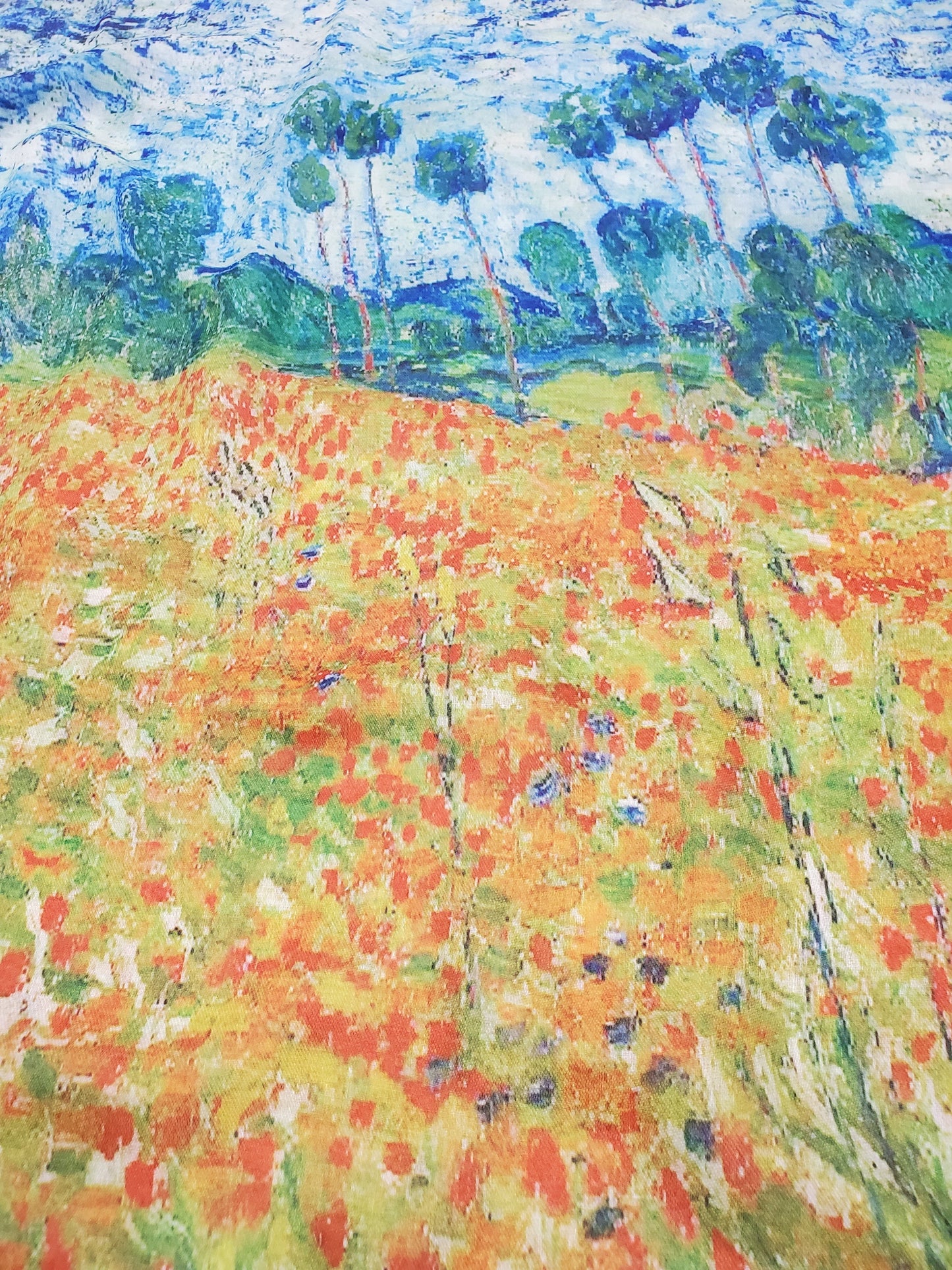 Pamut Sál-Kendő, 70 cm x 180 cm, Monet - Poppy Field