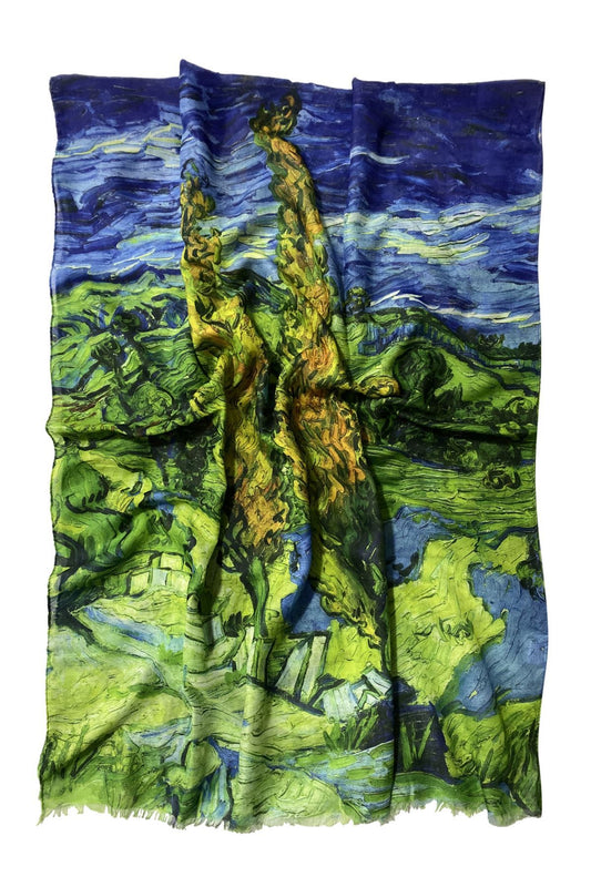 Pamut Sál-Kendő, 70 cm x 180 cm, Van Gogh - Two Poplars