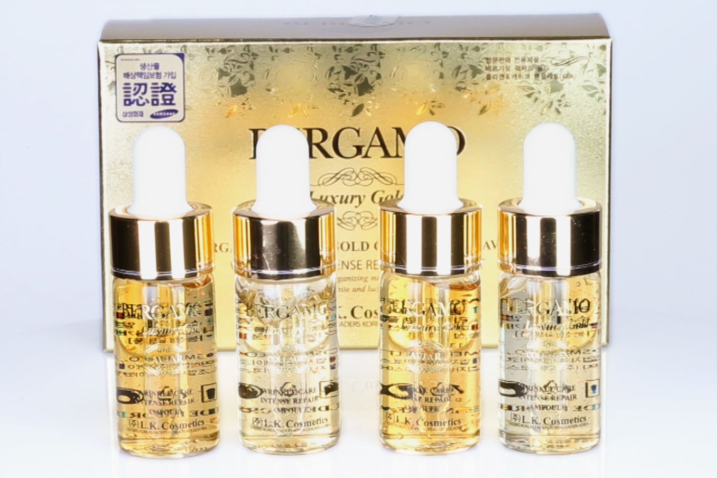 BERGAMO LUXORY GOLD Kollagén & Kaviár 4 db-os Ampulla Szett, 13 ml x 4