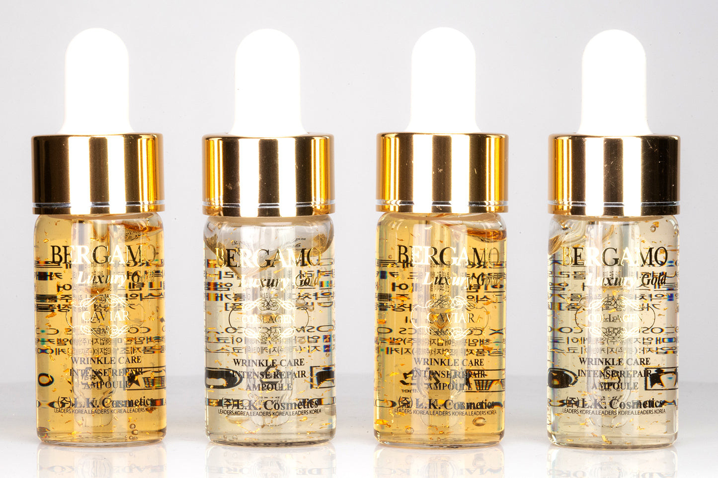 BERGAMO LUXORY GOLD Kollagén & Kaviár 4 db-os Ampulla Szett, 13 ml x 4