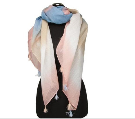100% viszkóz divatos sál, Mérete: 180 cm x 90 cm, Mosógépben 30 fokon mosható, Szín: DESERT ROSE (fehér, rózsa, homok) 1 