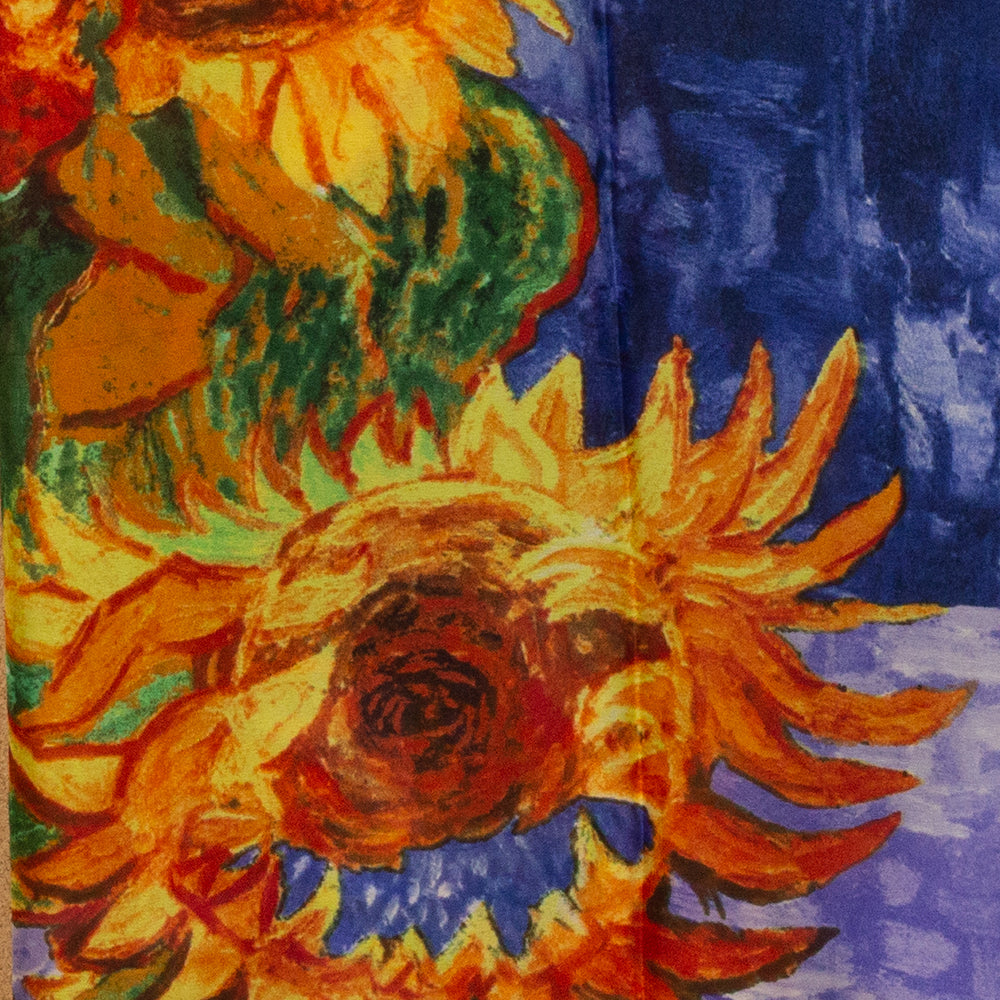 100% Selyem Sál, 90 cm x 180 cm, Van Gogh Hat Napraforgó 7 