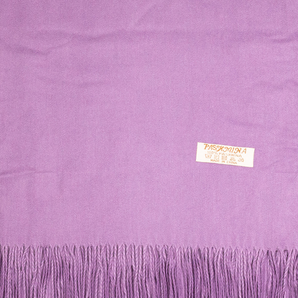 100% Pashmina Kasmír Sál, 70 cm x 170 cm, Szuper Puha, Sima Halványlila