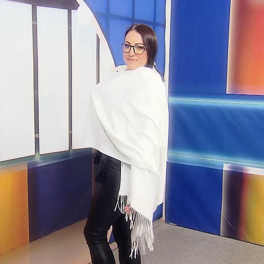100% Pashmina Kasmír Sál, 70 cm x 170 cm, Szuper Puha, Sima Fehér 5 