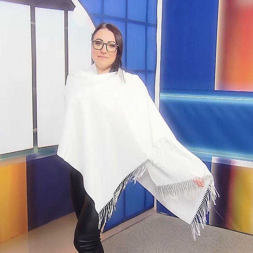 100% Pashmina Kasmír Sál, 70 cm x 170 cm, Szuper Puha, Sima Fehér 6 