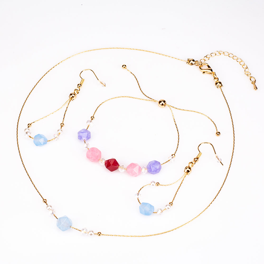 Arany tónusú Emporia Ötvözetű Szett Turmalinnal ( Nyaklánc+Fülbevaló+Karkötő )