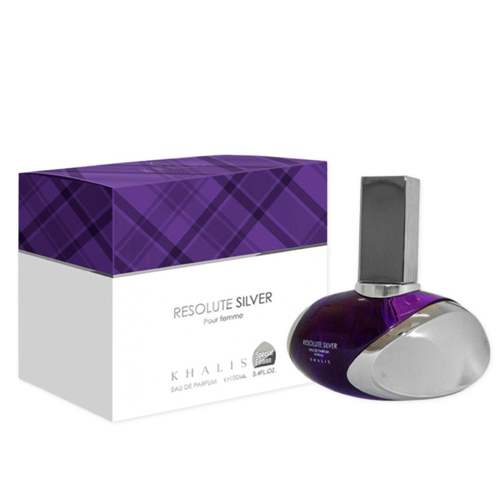 100 ml Eau de Perfume Resolute Silver, Keleti Gyümölcsös Édes Illat Nőknek