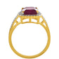 Arannyal Bevont Ezüst Gyűrű Thai Rubinnal és Fehér Topázzal