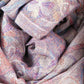 100% Valódi Pashmina Kasmír Sál-Kendő, 70 cm x 180 cm, Fényes Kasmír Mintás Rózsaszín és Fehér