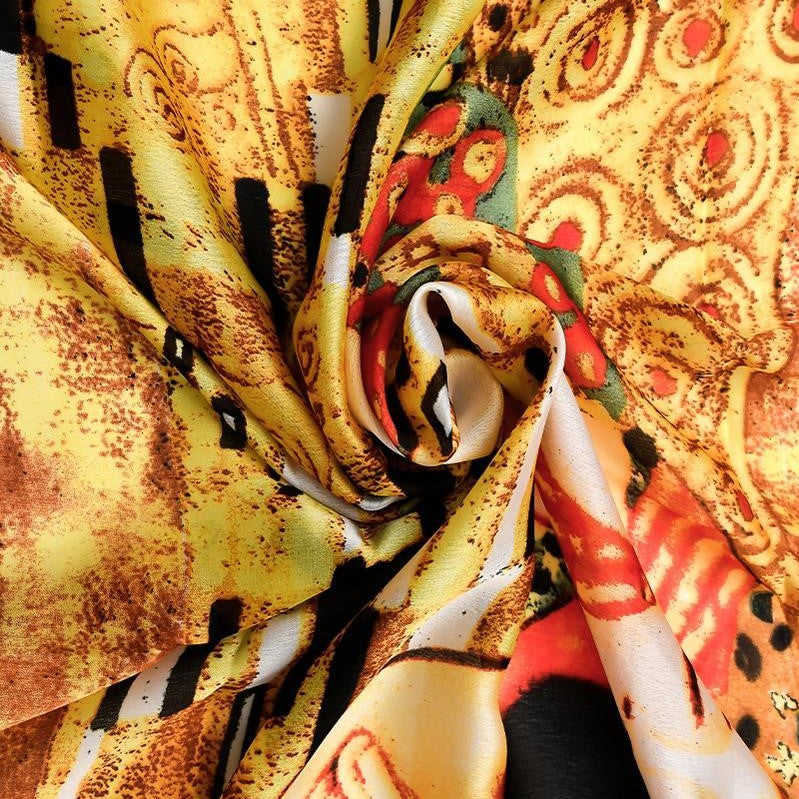 100% Selyem Sál, 90 cm x 180 cm, Klimt - A Csók 4 