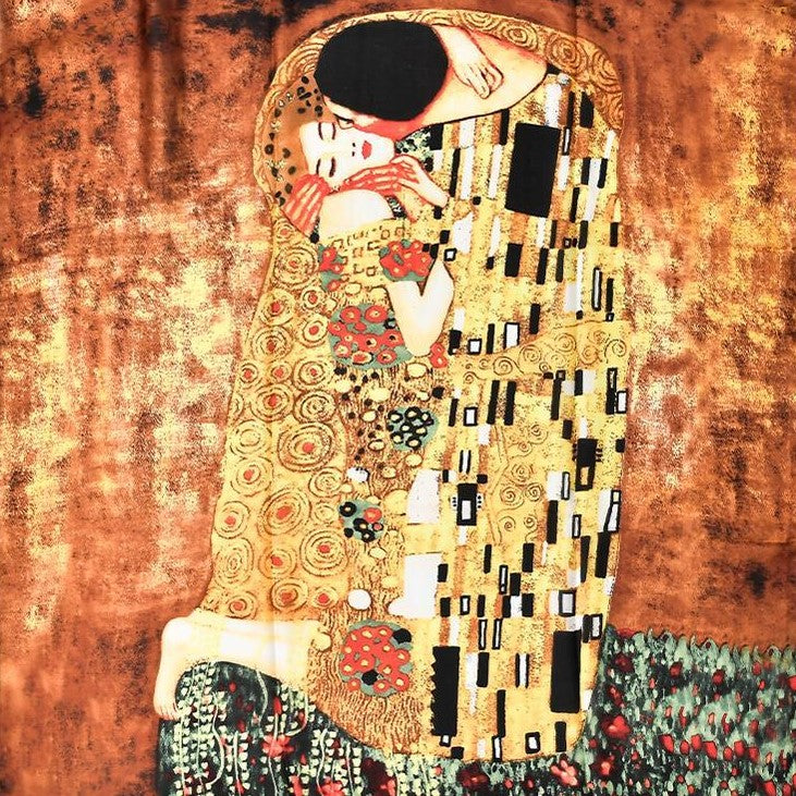 100% Selyem Sál, 90 cm x 180 cm, Klimt - A Csók