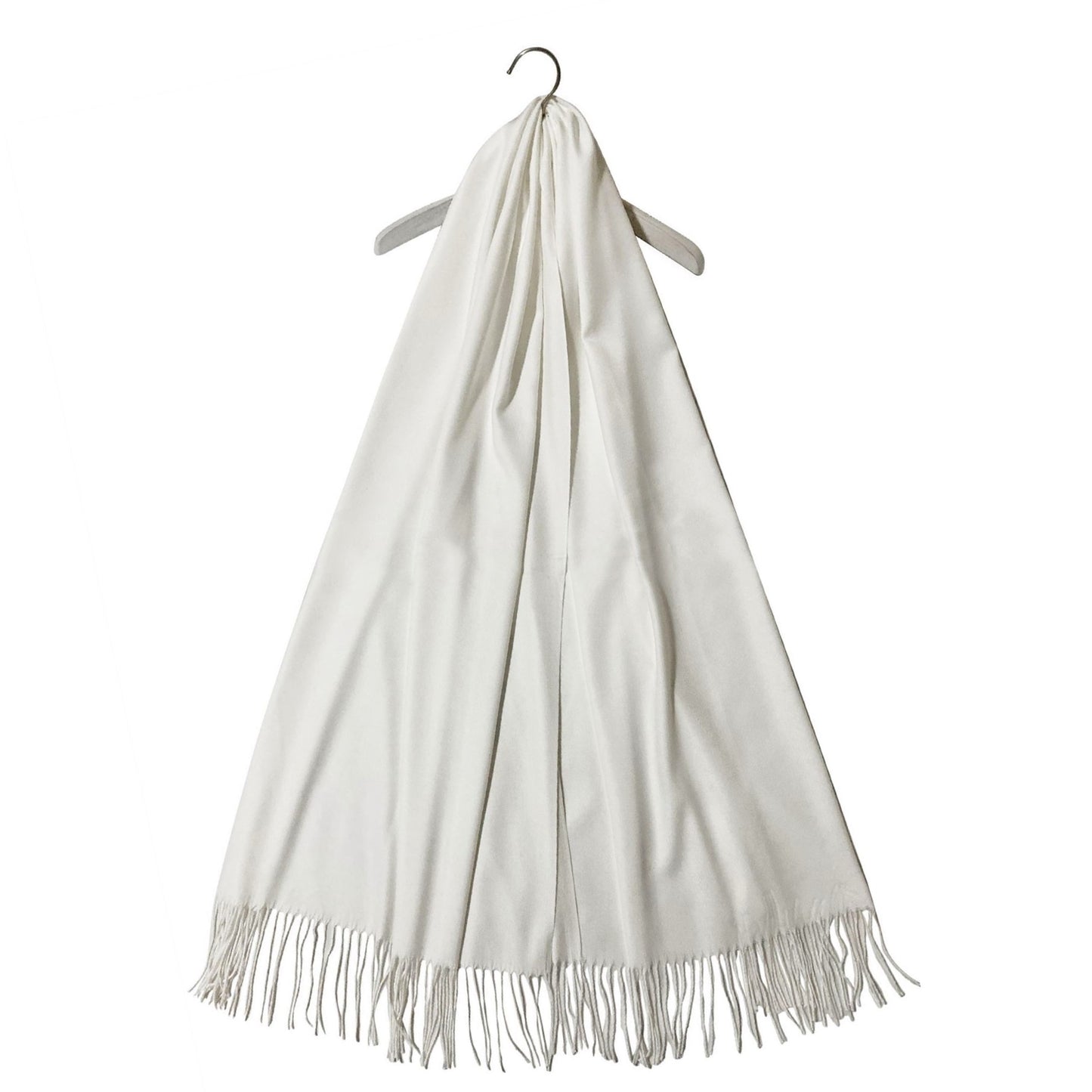 100% Pashmina Kasmír Sál, 70 cm x 170 cm, Szuper Puha, Sima Fehér