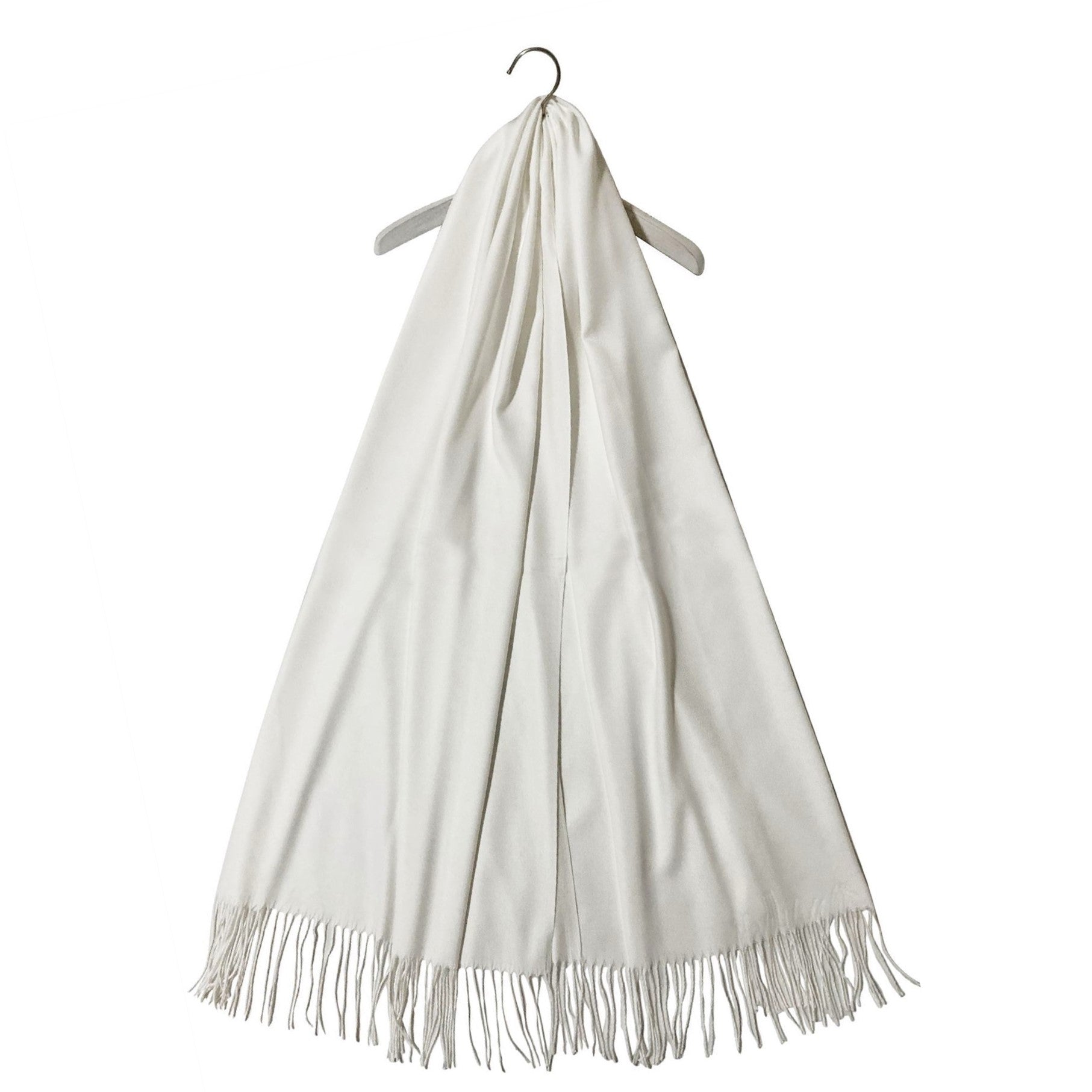 100% Pashmina Kasmír Sál, 70 cm x 170 cm, Szuper Puha, Sima Fehér 3 