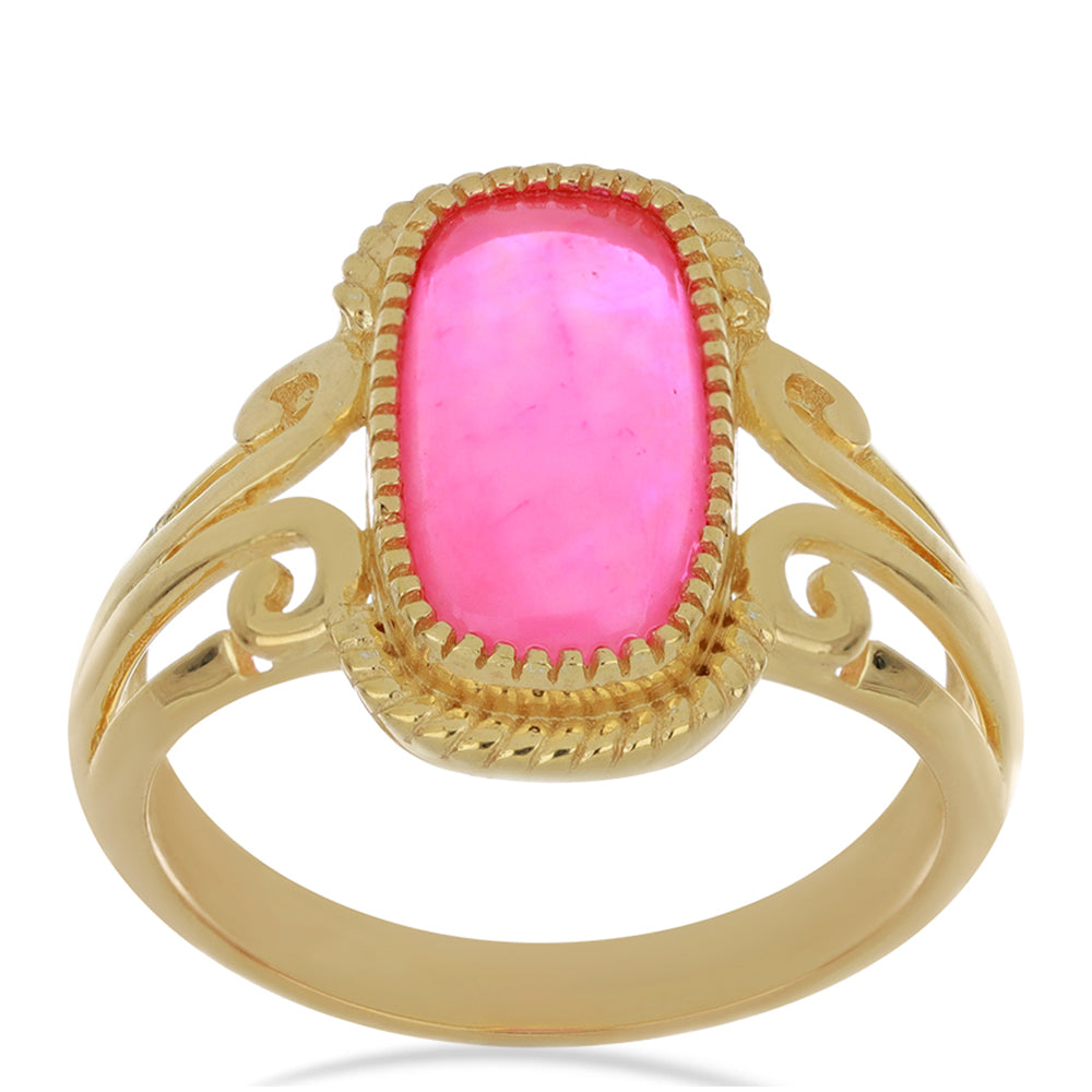 Arannyal Bevont Ezüst Gyűrű Lega Dembi Etiópiai Pink Opállal